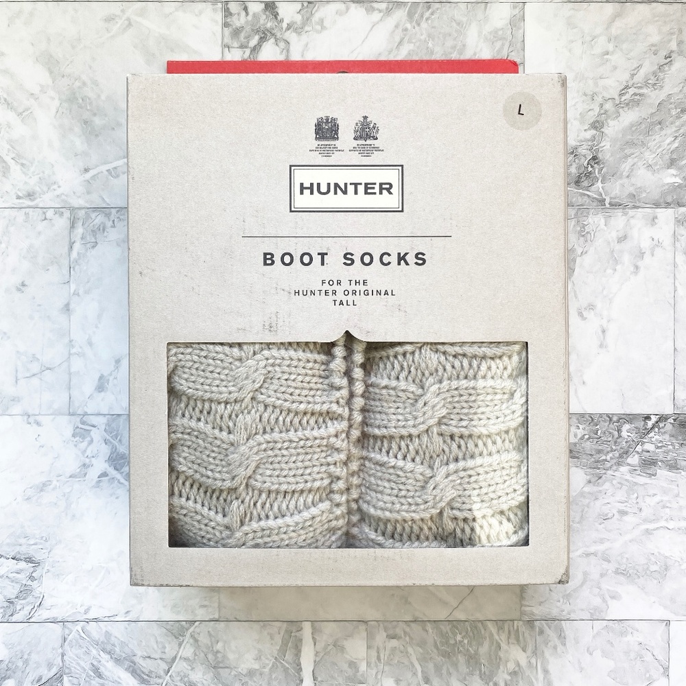 NEW Hunter Tall Cable Knit Cuff Welly Boot Socks